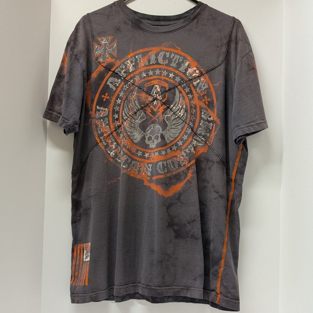 Affliction American Custom Skull Tie Dye T-Shirt